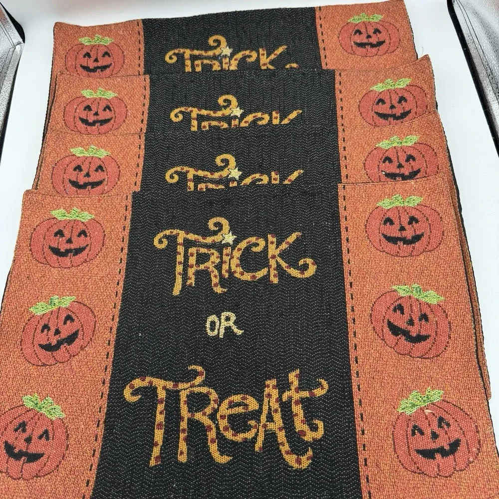 TRICK OR TREAT Pumpkin Halloween Fabric Tapestry PlaceMats 13